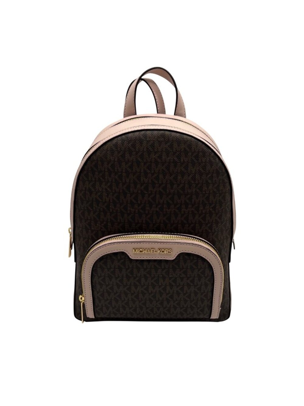 Michael Kors Brown & Pink Monogram Coated Canvas Jaycee Backpack
